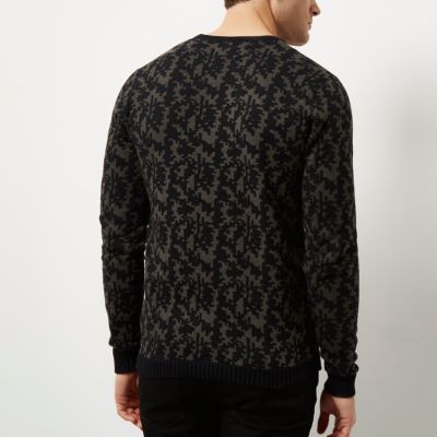 Black abstract print jumper